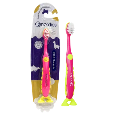 Periuta de dinti pentru copii 2+ ani Dino 6900 Super Soft, culoare mov-galben, 1 bucata, Nordics