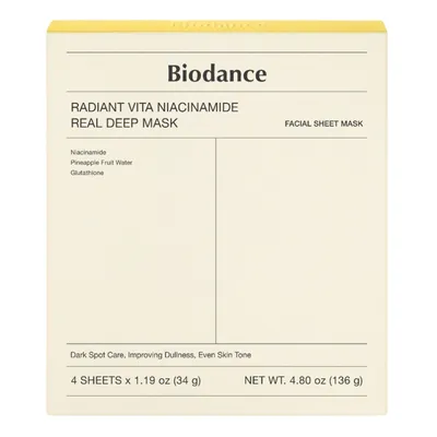 Set masti pentru luminozitate cu niacinamide si glutation Radiant Vita Niacinamide Real Deep, 4 bucati, Biodance