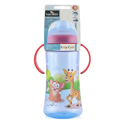 Cana sport cu manere pentru +9 luni albastra, 330ml, Lorelli