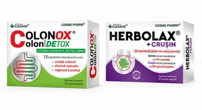 Colonox Colon Detox, 30 Capsule Vegetale + Herbolax + Crușin, 20 Capsule Vegetale, Cosmopharm