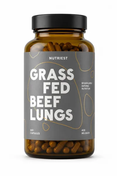 Plămâni de Vită Liofilizați Grass Fed (Beef Lungs), 240 Capsule, Nutriest