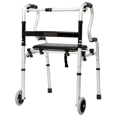 Cadru de mers pliabil, cu roti si sezut, ajustabil pe inaltime, CMZ-8207LS, Medico