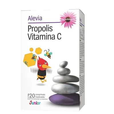 Propolis Vitamina C cu Echinacea Junior, 20 comprimate, Alevia