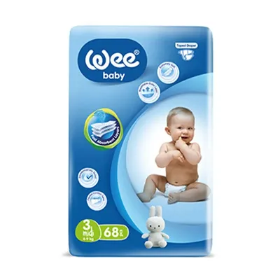 Scutece pentru copii Midi marimea 3, 4-9kg, 68 bucati, Wee Baby