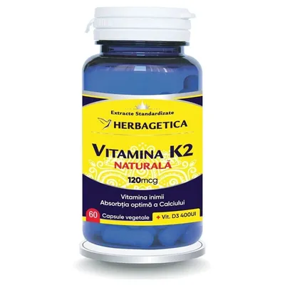 VITAMINA K2 MK7 NATURALA 120 MCG 60 CAPSULE VEGETALE HERBAGETICA