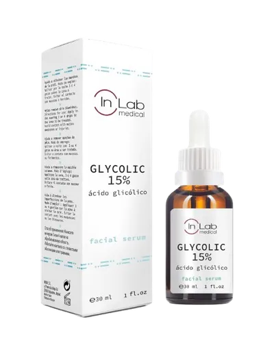 Ser pentru fata concentrat cu 15% acid glicolic, 30ml, InLab Medical