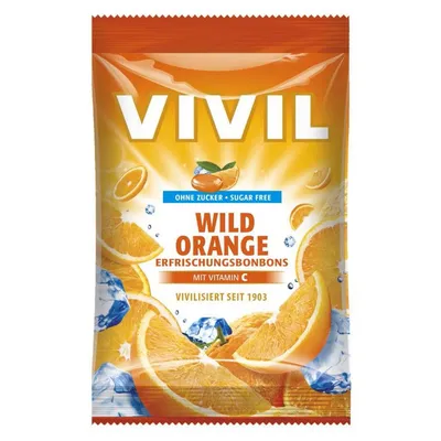 Bomboane cu aroma de portocala amara si vitamina C Wild Orange, 60 g, Vivil