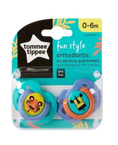 Suzete ortodontice de zi FUN, 2 bucati, Tommee Tippee