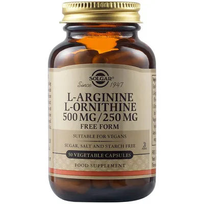 L-Arginina L-Ornitina 500mg/250mg, 50 capsule, Solgar
