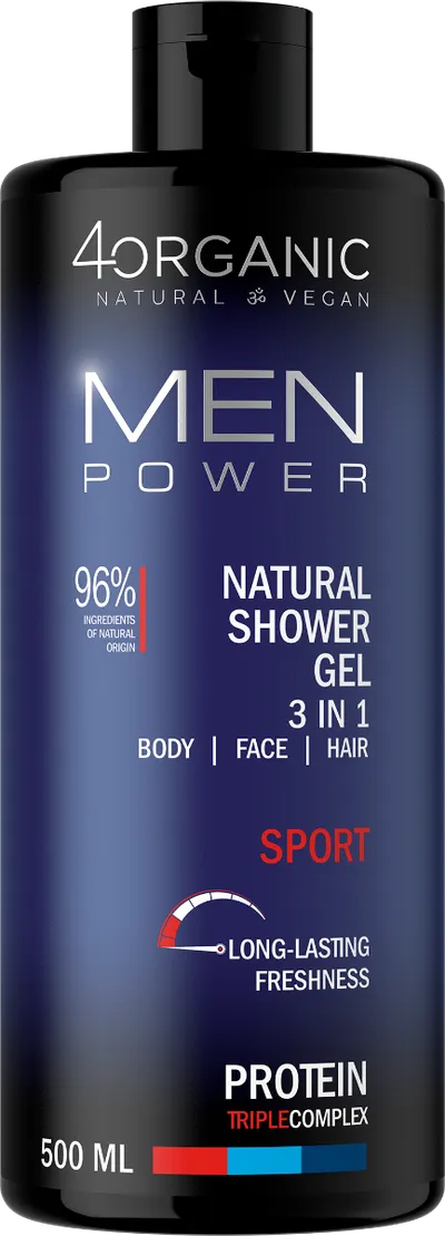 Gel de dus 3 in 1 Sport Men Power, 500ml, 4Organic