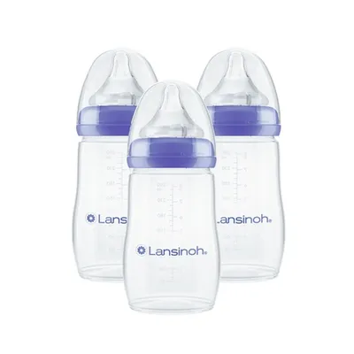 Pachet 3 biberoane cu tetină NaturalWave flux mediu, 240 ml, Lansinoh
