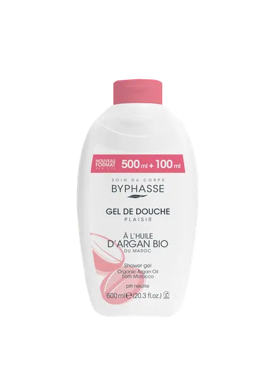 Gel de dus cu ulei de argan organic Plaisir, 600ml, Byphasse