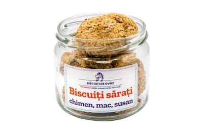 Biscuiti de ovaz sarati cu chimen mac susan, 145g, Ohvaz
