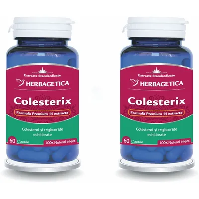 Pachet Colesterix, 2 x 60 capsule – Herbagetica (Promo)