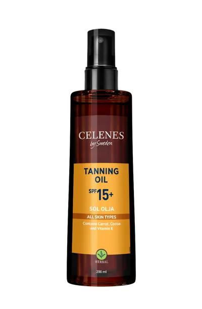 Ulei pentru bronzare cu protectie solara Herbal SPF15, 200ml, Celenes