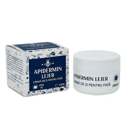 Crema de zi pentru fata cu SPF 15 Apidermin Lejer, 50 ml, complex Apicol
