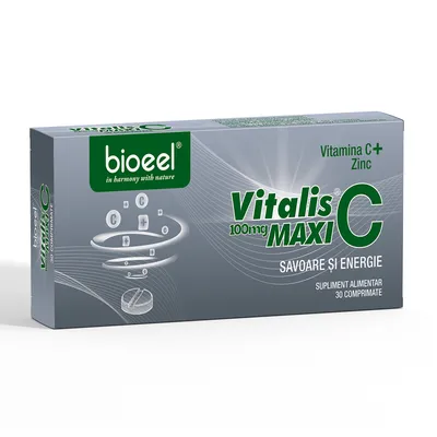 Vitamina C 100 mg + Zinc Vitalis Maxi, 30 comprimate, Bioeel
