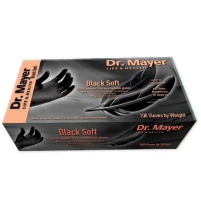 Set manusi microtexturate Black Soft Nitril L, 100 bucati, Dr.Mayer