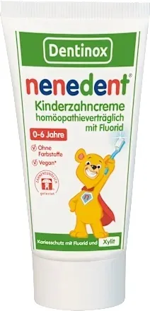 Pasta de dinti cu fluor Nenedent Homeopat pentru copii, 0-6ani, 50ml, Dentinox