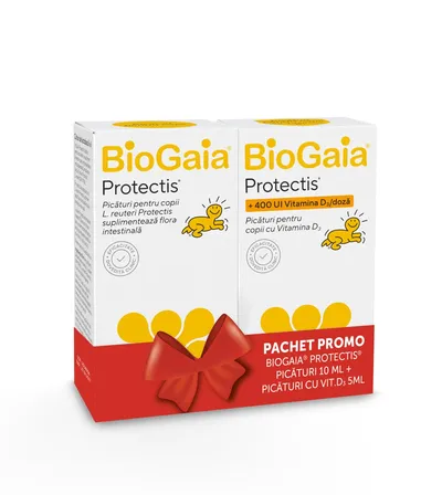 Pachet Protectis probiotice pentru copii, 10 ml + Protectis cu vitamina D3 400 UI, 5 ml, BioGaia