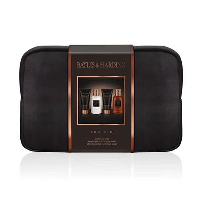 Baylis and Harding Set 5 piese - Trusa cosmetice/ Sampon 100ml/ Gel curatare ten 50ml/ Balsam Aftershave 100ml/ Gel dus 50ml