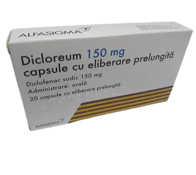Dicloreum 150 mg x 2 blistere x 10 caps. elib. prel.