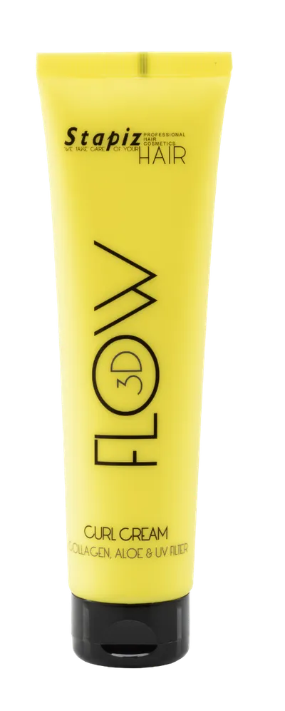 Crema pentru bucle cu ulei de avocado colagen si aloe Flow 3D, 150ml, Stapiz