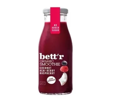 Smoothie cu Zmeură, Açaí și Cocos Bio, 250 ml, Bett'r