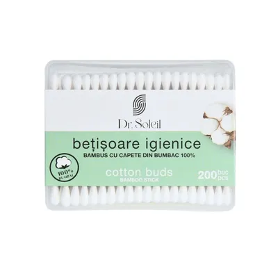 Betisoare de urechi bumbac 100%, 200buc, Dr. Soleil