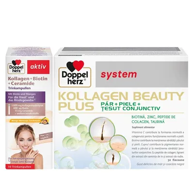 DOPPELHERZ KOLLAGEN BEAUTY X 30 FIOLE+DOPPELHERZ KOLLAGEN +BIOTINA+CERAMIDE 10 FLIOLE