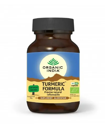 ORGANIC INDIA TURMERIC FORMULA NEW ANTIINFLAMATOR NATURAL PIPER - GHIMBIR 60 CAPSULE VEGETALE