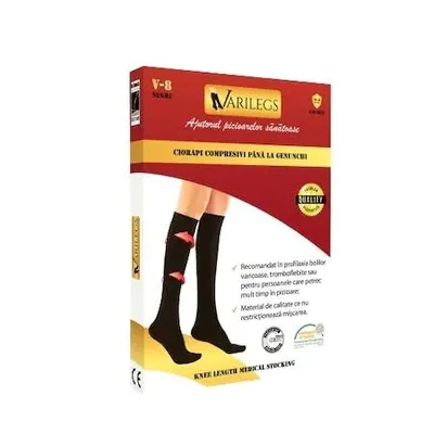 Ciorapi compresivi pana la genunchi 140 deni 18-22 MmHg M negru, 1 bucata, Varilegs