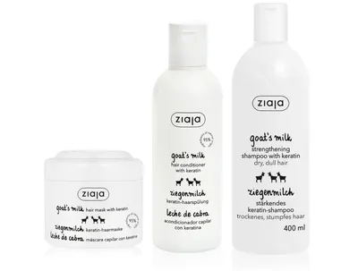 Set Șampon Goat's Milk 400 ml + Balsam pentru Păr 200 ml + Mască pentru Păr 200 ml, Ziaja