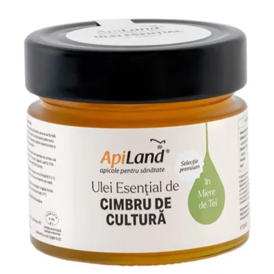 Miere de tei cu ulei esential de cimbru, 250 g, Apiland