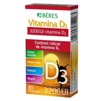 Vitamina D3 3200 UI, 30 comprimate, Béres