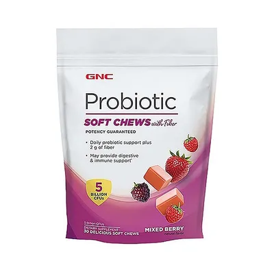 GNC PROBIOTICE CARAMELE CU FIBRE CU AROMA DE FRUCTE 30 CARAMELE