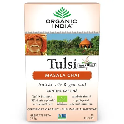 ORGANIC INDIA CEAI ADAPTOGEN TULSI MASALA CHAI BIO 18 PLICURI