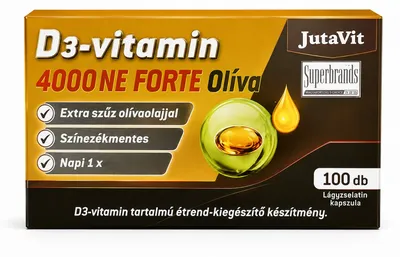 Vitamina D3 Forte 4000 UI cu Ulei de Măsline, 100 capsule, JutaVit