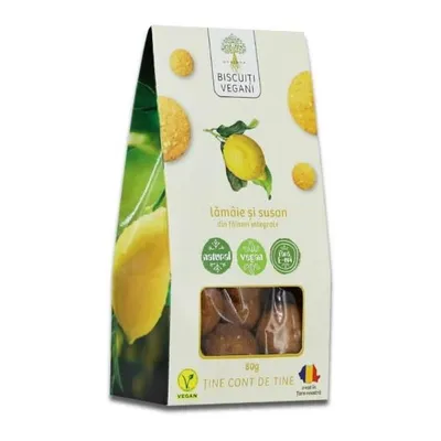 Biscuiti vegani cu lamaie si susan, 80g, Govinda