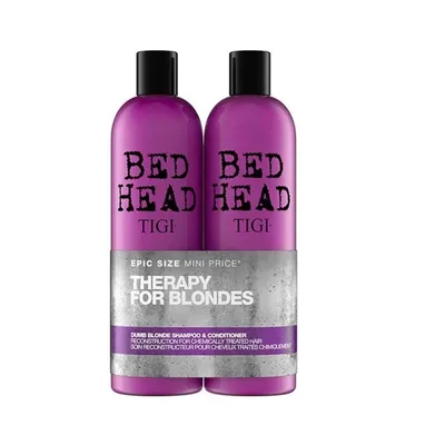 Pachet Sampon + Balsam pentru par blond Bed Head Dumb Blonde, 2x750ml, Tigi