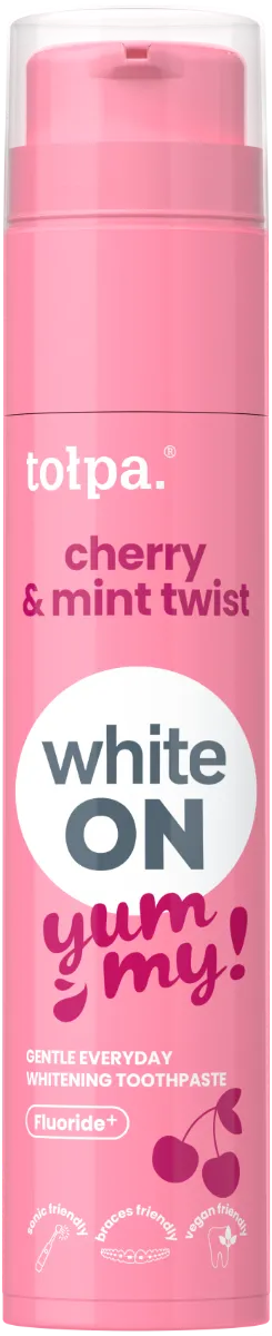 Pasta de dinti cu aroma de cirese si menta ON WHITE Yummy, 60g, Tolpa