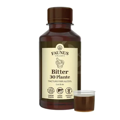 Faunus Tinctura Bitter Complex din 30 de Plante Fără Alcool, 200 ml