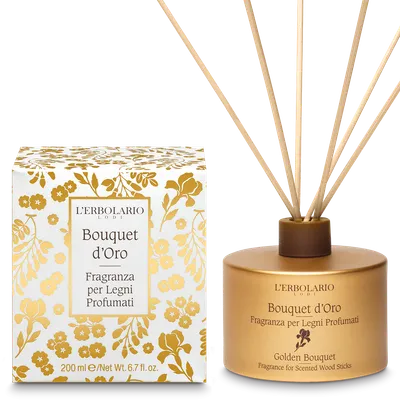 L'Erbolario Parfum pentru camera cu betisoare Golden Bouquet, 200ml