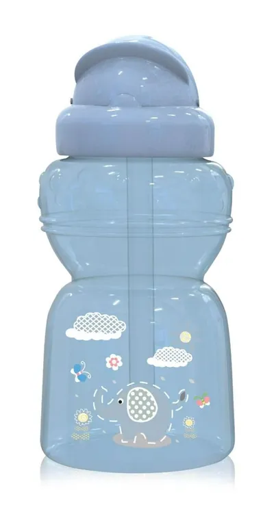 Biberon sport cu pai moale si flexibil 6 luni+ Mini Animals Moonlight Blue, 200ml, Lorelli