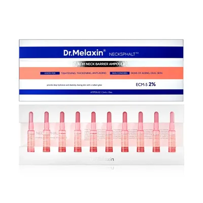 Fiole anti-rid cu efect de lifiting pentru gat, cu ECM-5 si Liposome Peptide, 10 bucati, Dr. Melaxin
