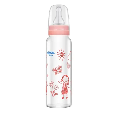 Biberon din sticla termorezistenta 0-6l, 240ml, 772, Wee Baby