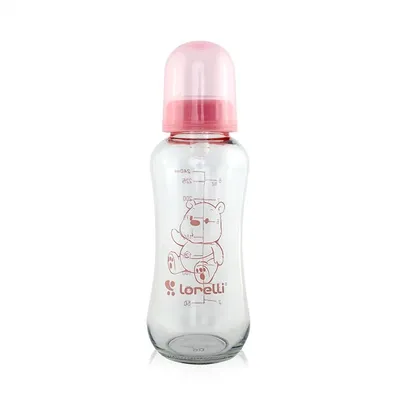 Biberon din sticla cu capac Blush Pink, 240ml, Lorelli