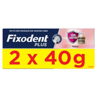 Pachet adeziv pentru proteza dentara Plus Food Barrier, 2x40g, Fixodent