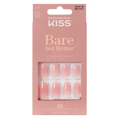 Unghii false Medium Bare but Better Impress, 28 bucati, Kiss