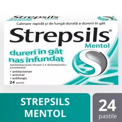 Strepsils Mentol, 24 pastile, Reckitt Benckiser